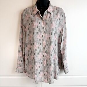 EQUIPMENT FEMME Button Down Blouse Shirt M Silk Career Long Sleeves Geometric